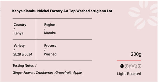 Kenya Kiambu Ndekei Factory AA TOP Washed artigiano Lot