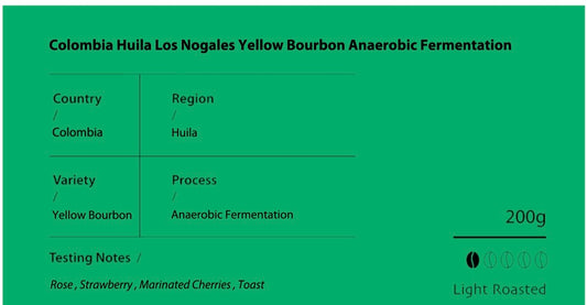 Colombia Huila Los Nogales Yellow Bourbon Anaerobic Fermentation